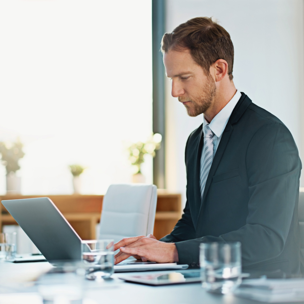 man working on computer