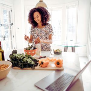 woman preparing healthy food for holistic wellness