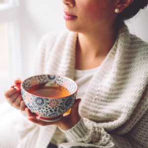 woman sipping tea