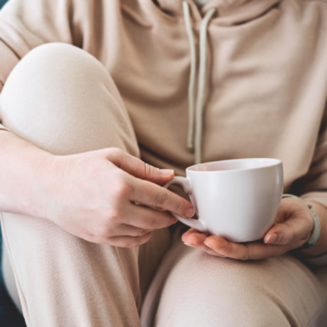 woman relaxing with a cup of tea